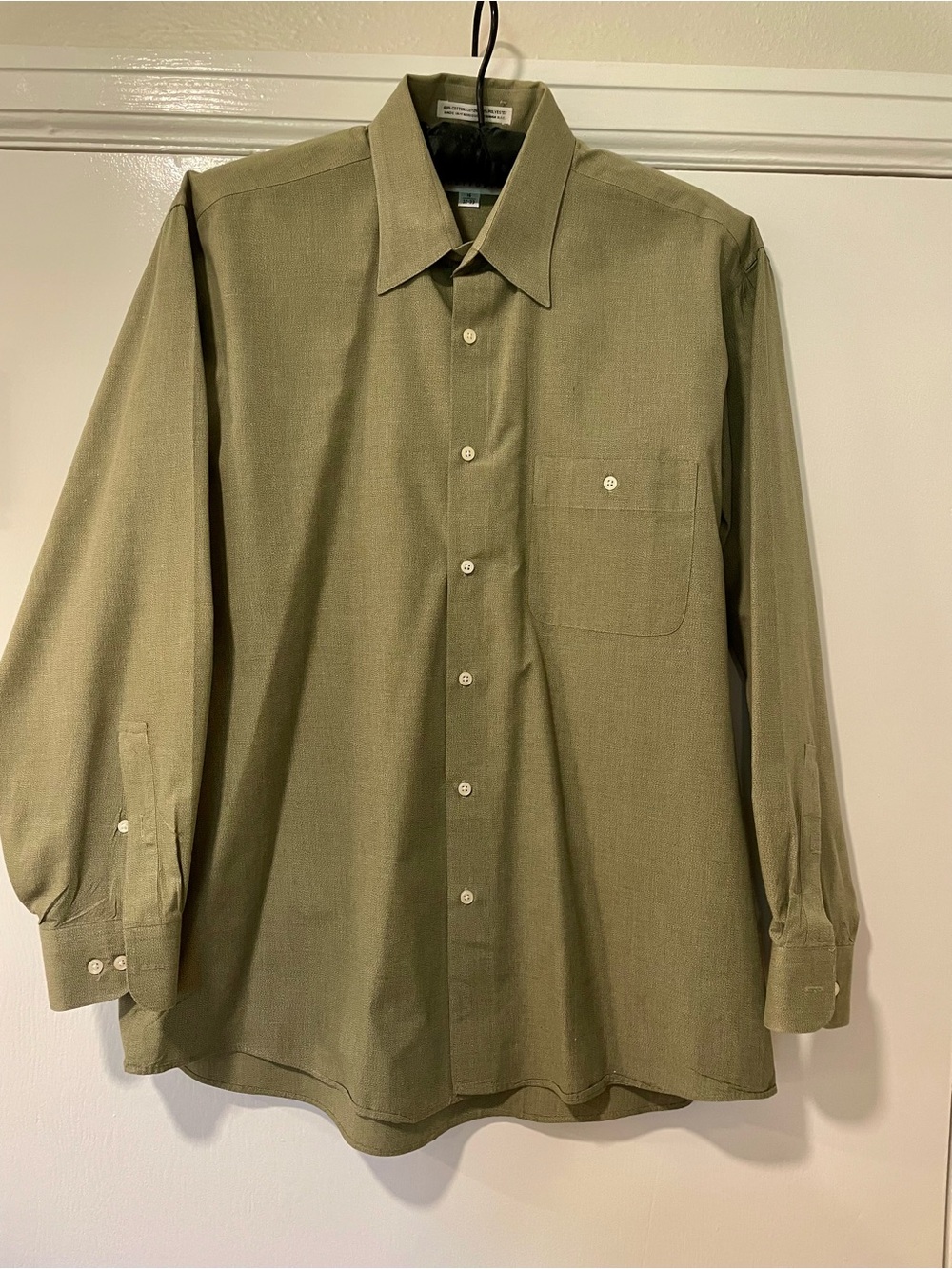 Perry Ellis Olive Green Long-Sleeve Dress Shirt